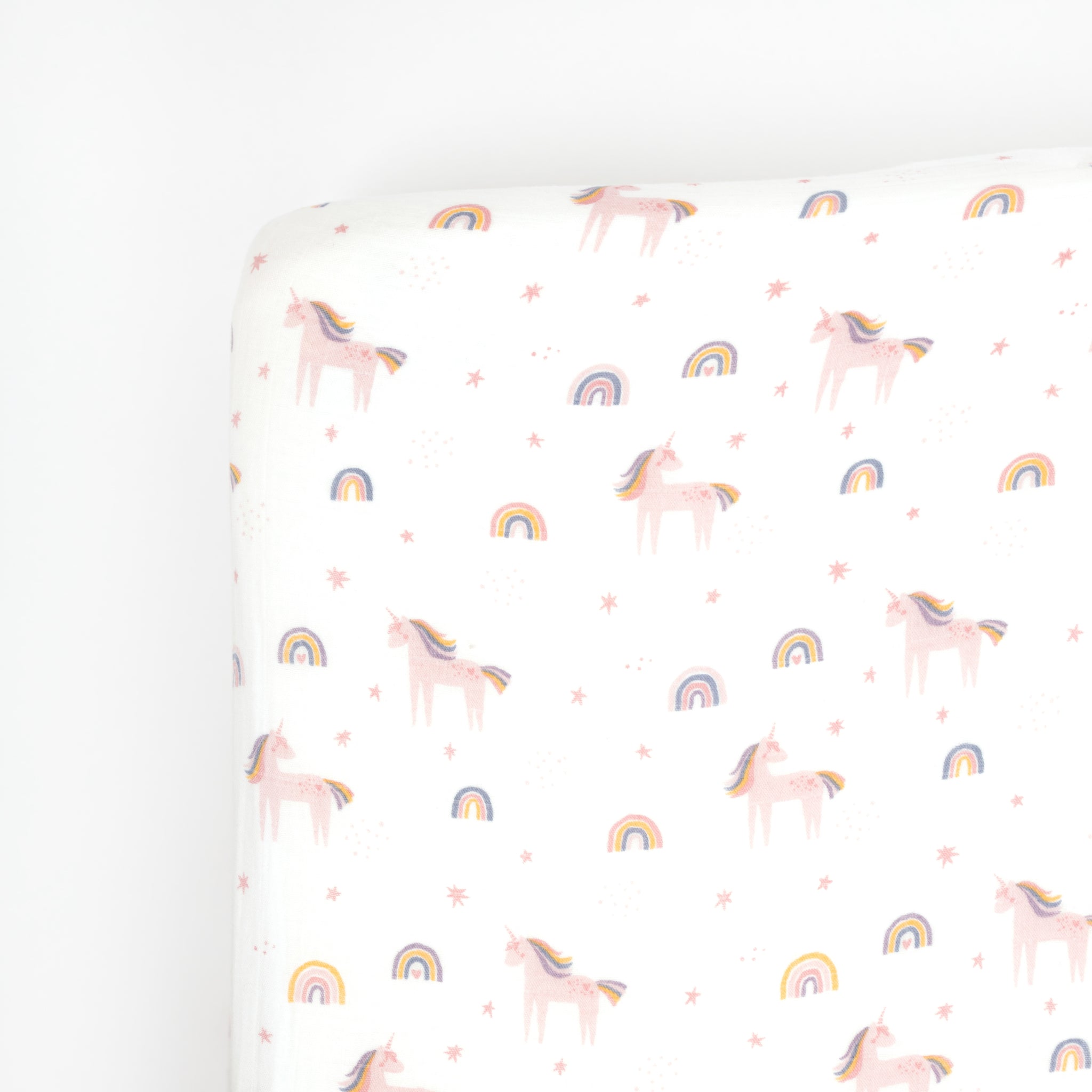 Bright Unicorn Muslin Crib Sheet